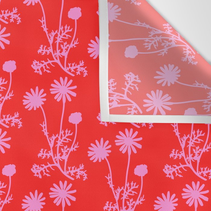 Floral Botanical Contemporary Wild Daisies Pink and Red Pattern Wall Tapestry Gallery Image 3