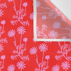 Floral Botanical Contemporary Wild Daisies Pink and Red Pattern Wall Tapestry Gallery Image 3