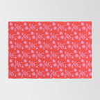 Floral Botanical Contemporary Wild Daisies Pink and Red Pattern Rug Gallery Image 2