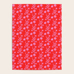 Floral Botanical Contemporary Wild Daisies Pink and Red Pattern Poster Gallery Image 4