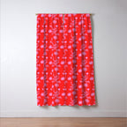 Floral Botanical Contemporary Wild Daisies Pink and Red Pattern Window Curtain Gallery Image 3