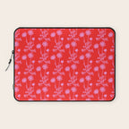 Floral Botanical Contemporary Wild Daisies Pink and Red Pattern Laptop Sleeve Gallery Image 1