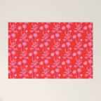 Floral Botanical Contemporary Wild Daisies Pink and Red Pattern Welcome Mat Gallery Image 1