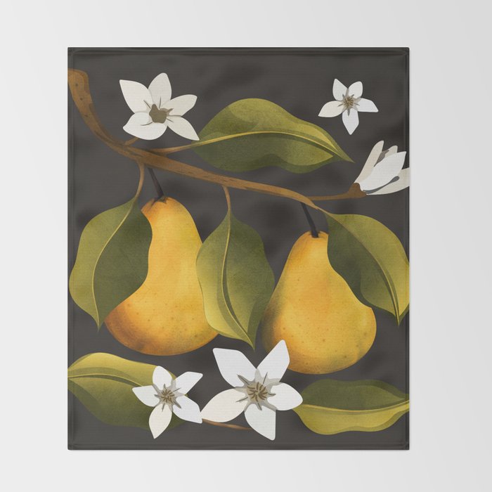 Pears Botanical Art 1 Throw Blanket Gallery Image 2