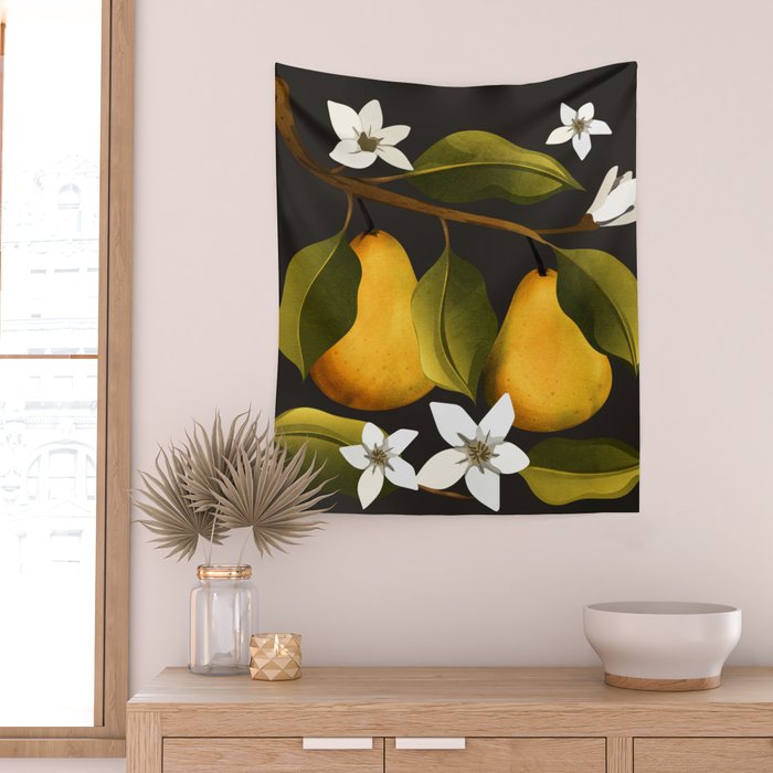 Pears Botanical Art 1 Wall Tapestry Gallery Image 2