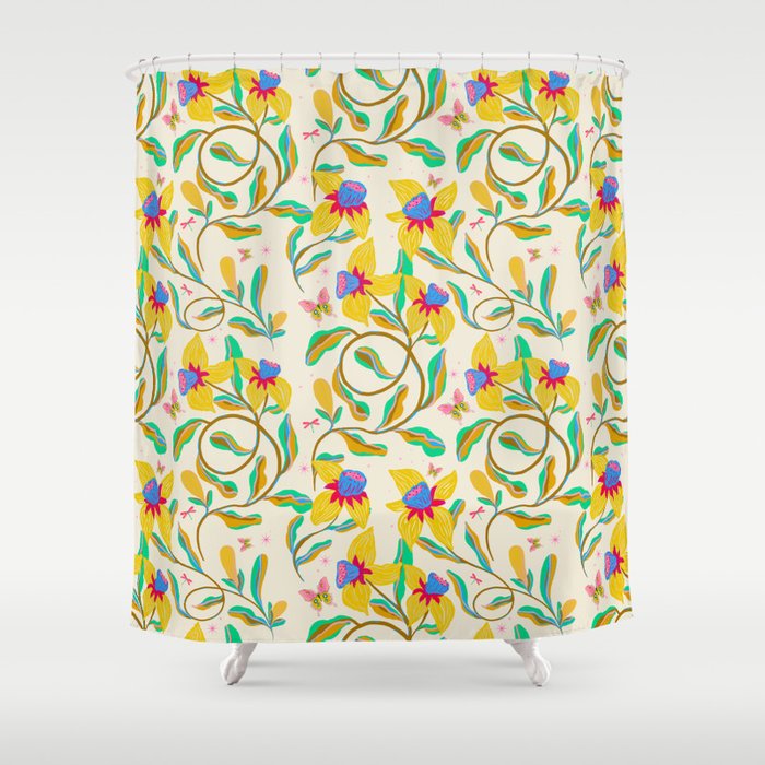 Vibrant daffodils garden Shower Curtain Gallery Image 1