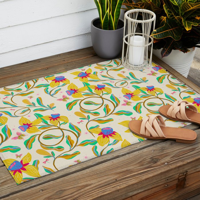 Vibrant daffodils garden Outdoor Rug Gallery Image 2