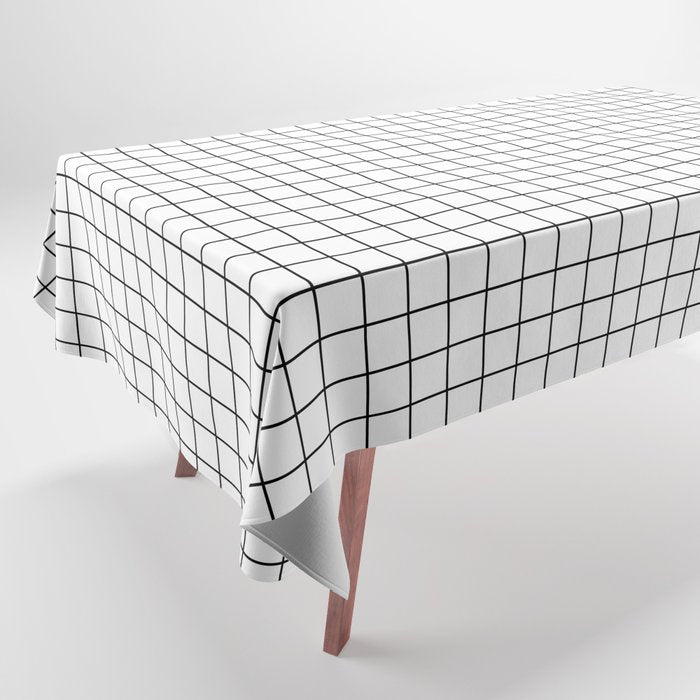 White Grid Black Line Tablecloth Gallery Image 1