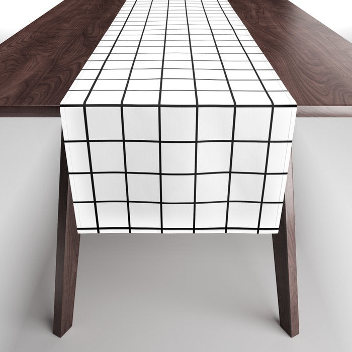 White Grid Black Line Table Runner Gallery Image 1