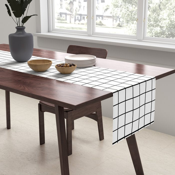 White Grid Black Line Table Runner Gallery Image 2