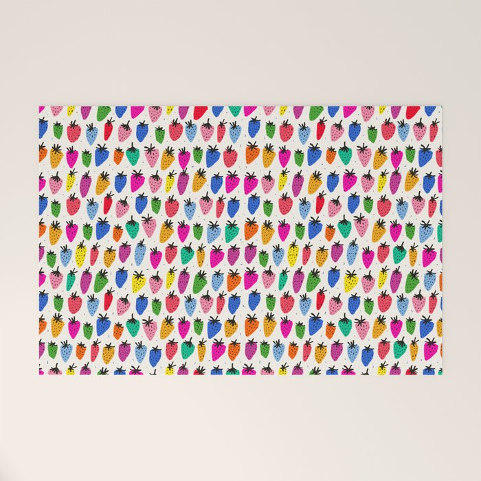 Rainbow Strawberries Welcome Mat Gallery Image 1