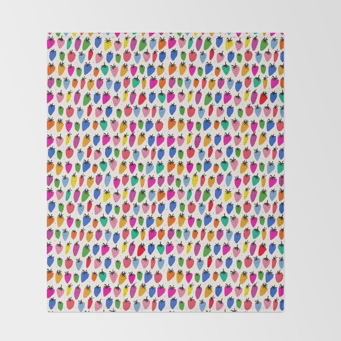 Rainbow Strawberries Throw Blanket Gallery Image 2