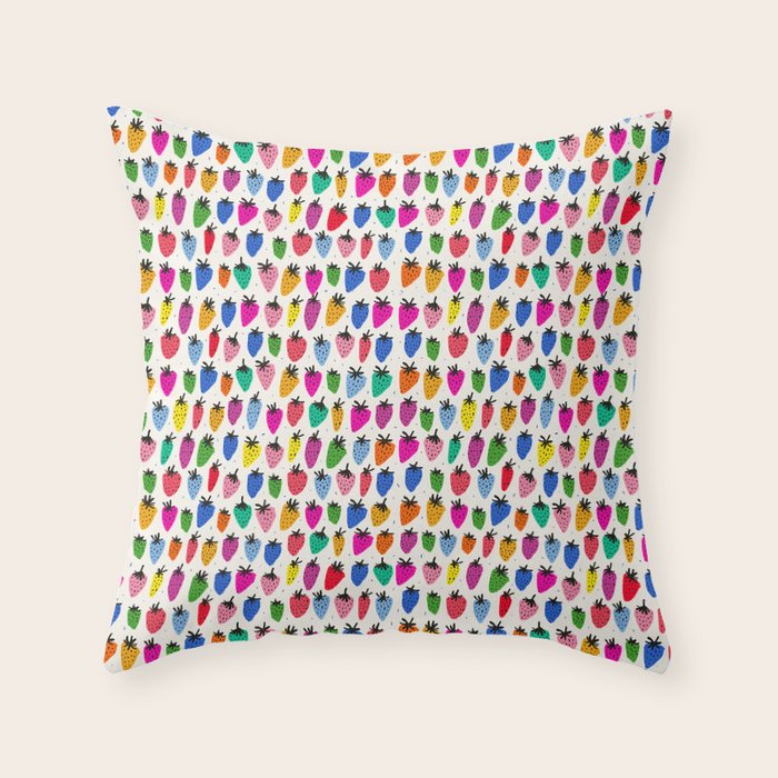 Rainbow Strawberries Throw Pillow Gallery Image 6