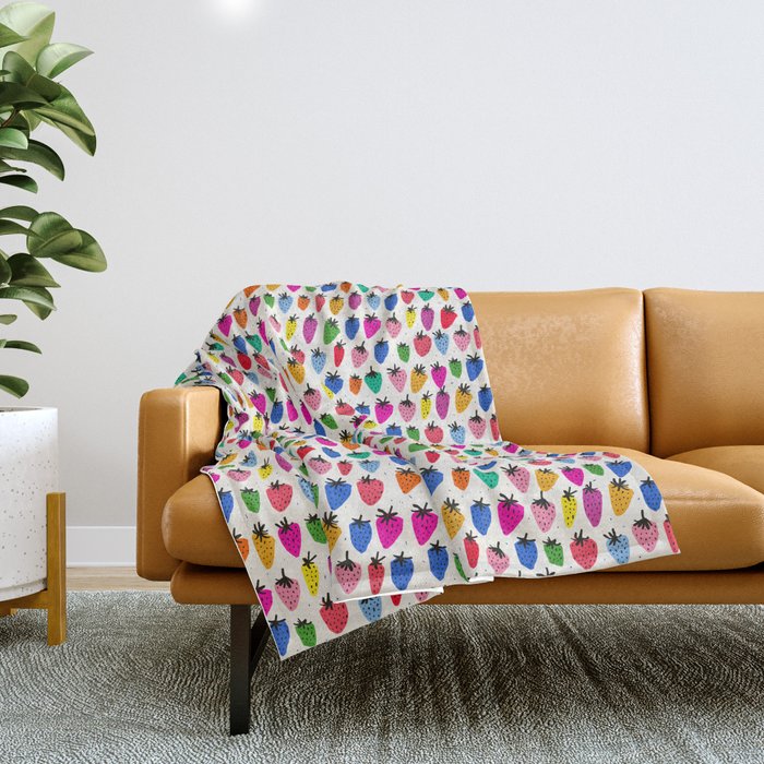 Rainbow Strawberries Throw Blanket Gallery Image 1