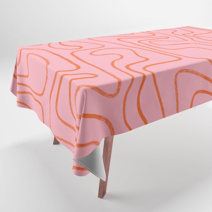 Abstract Line Pink and Orange Tablecloth Gallery Image 1