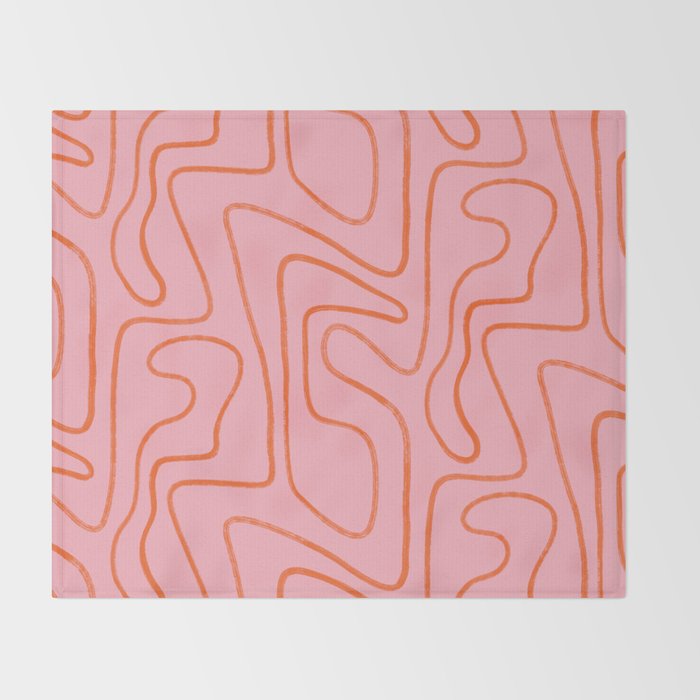 Abstract Line Pink and Orange Throw Blanket Gallery Image 2