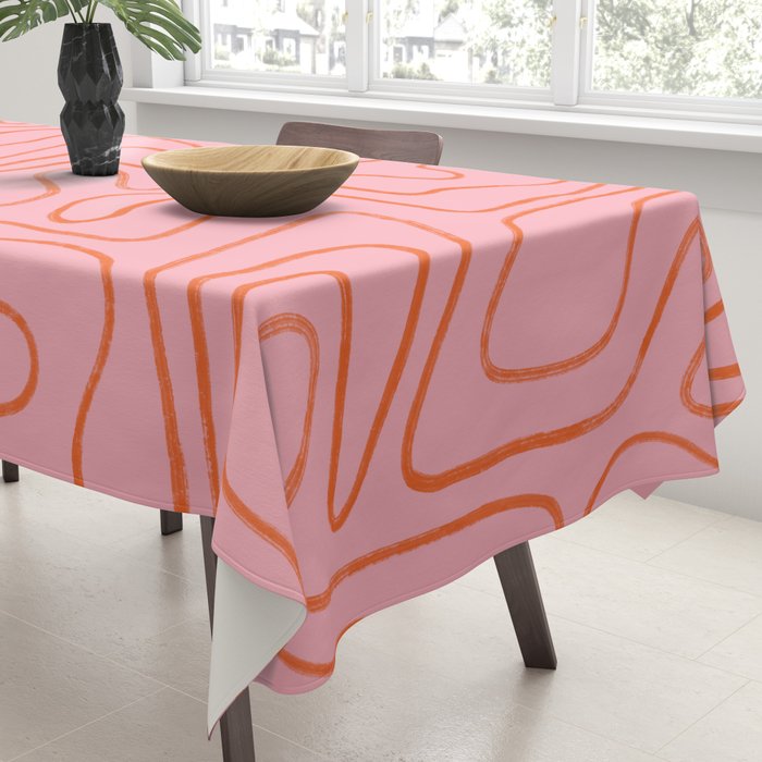 Abstract Line Pink and Orange Tablecloth Gallery Image 3