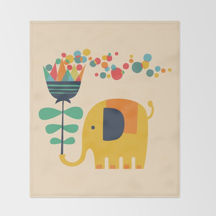 Elephant with giant flower Throw Blanket Gallery Image 2