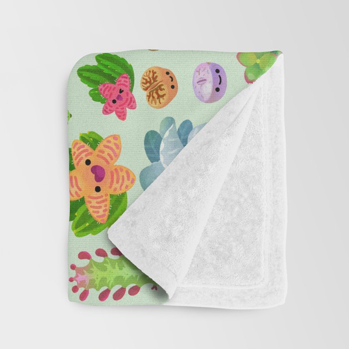 Baby succulents - mix (green) Throw Blanket Gallery Image 3