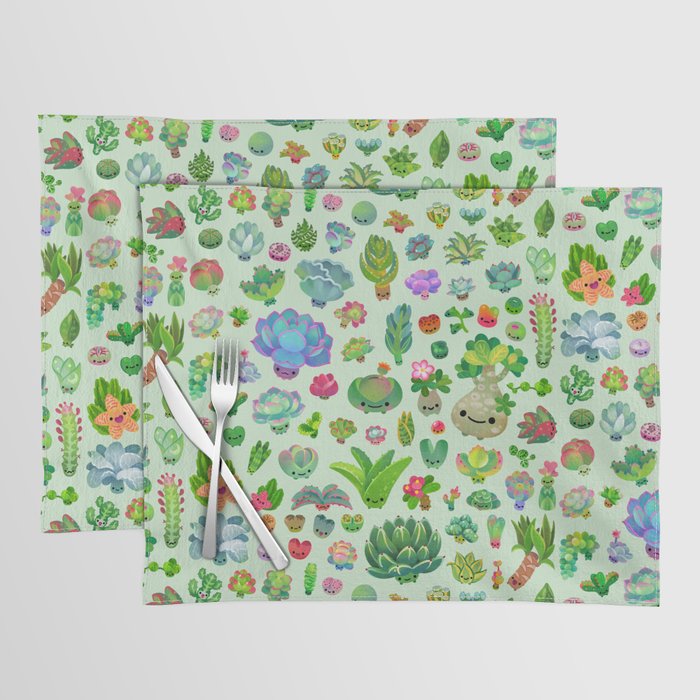 Baby succulents - mix (green) Placemat Gallery Image 1