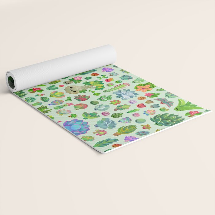Baby succulents - mix (green) Yoga Mat Gallery Image 2