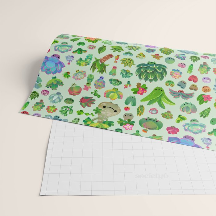 Baby succulents - mix (green) Wrapping Paper Gallery Image 2