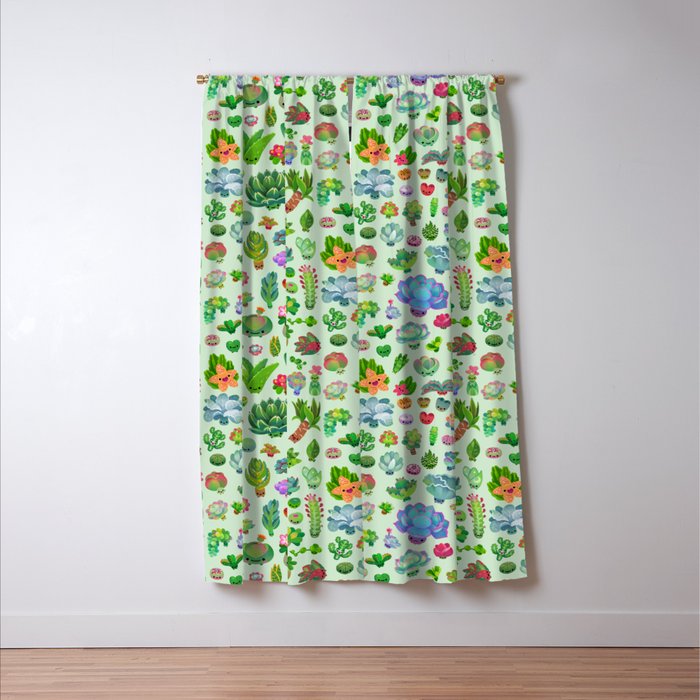 Baby succulents - mix (green) Window Curtain Gallery Image 3