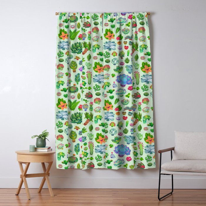 Baby succulents - mix (green) Window Curtain Gallery Image 5