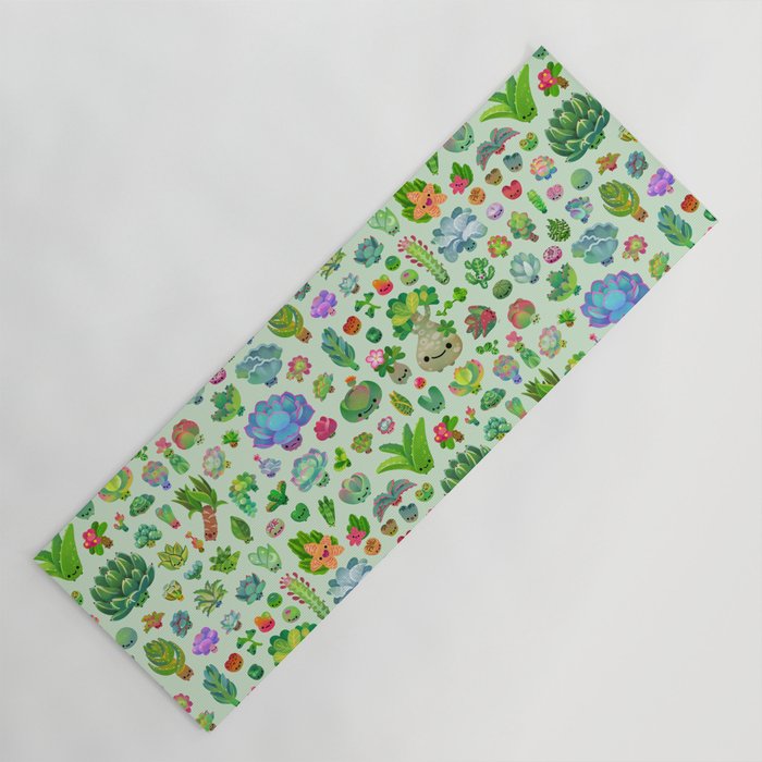 Baby succulents - mix (green) Yoga Mat Gallery Image 1