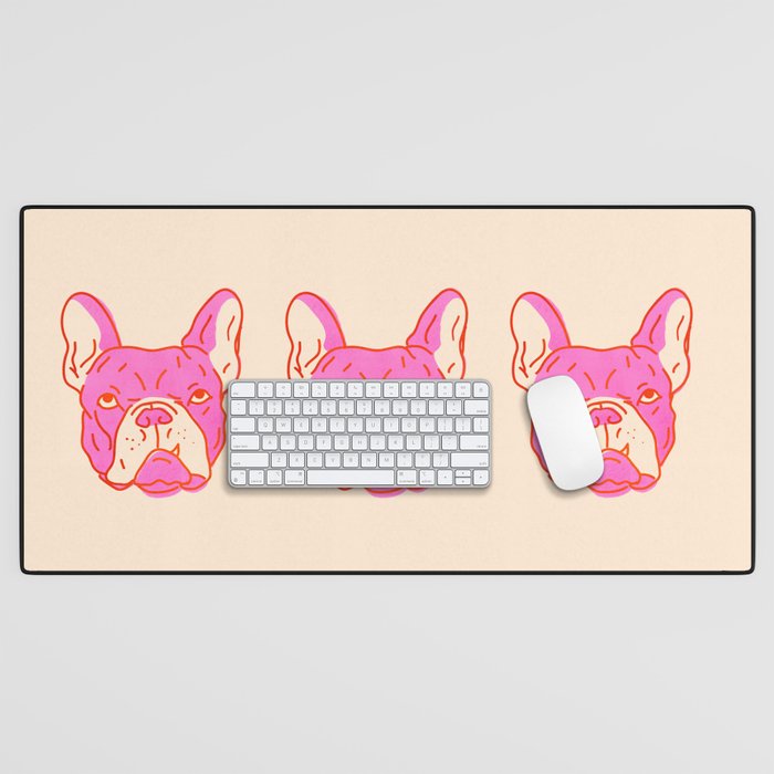 Hot Pink Bulldog Desk Mat Gallery Image 1