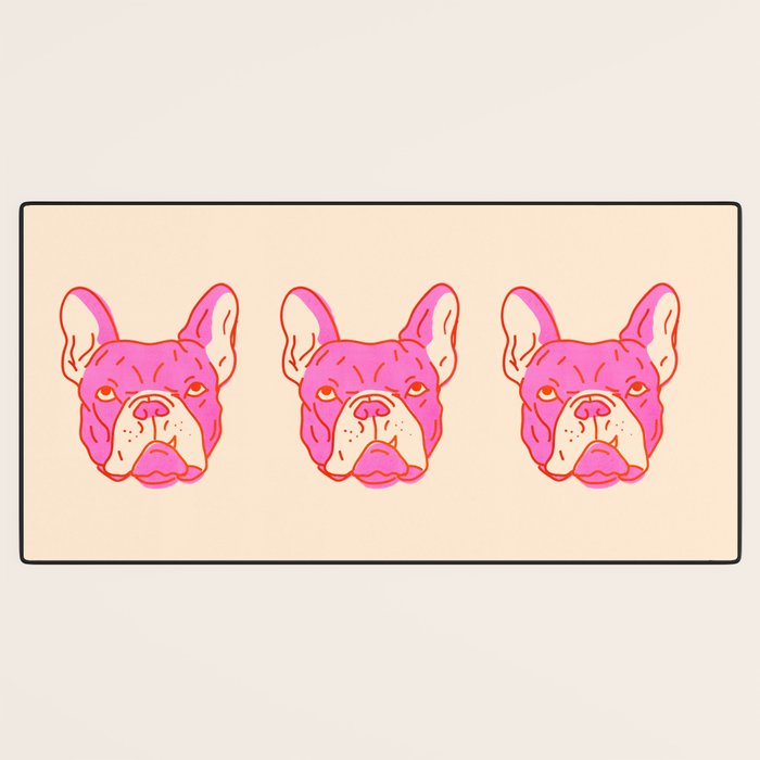Hot Pink Bulldog Desk Mat Gallery Image 3