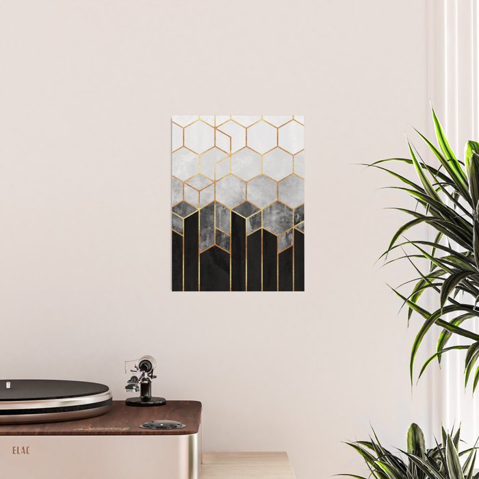 Charcoal Hexagons Poster Gallery Image 2