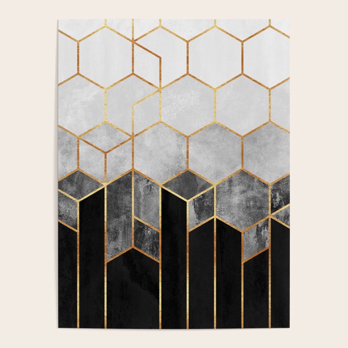 Charcoal Hexagons Poster Gallery Image 4