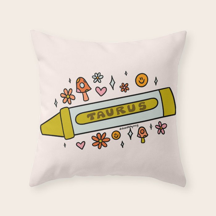 Taurus Crayon Throw Pillow Gallery Image 1