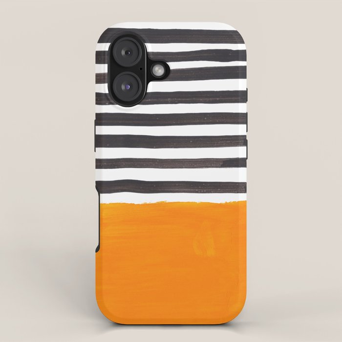 Minimalist Mid Century Mango Shade Black Lines Sunset Landscape Fun iPhone Case Gallery Image 1