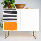 Minimalist Mid Century Mango Shade Black Lines Sunset Landscape Fun Credenza Gallery Image 1