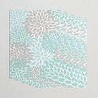 Floral Pattern, Teal, Aqua, Turquoise,Gray Wrapping Paper Gallery Image 3