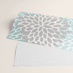 Floral Pattern, Teal, Aqua, Turquoise,Gray Wrapping Paper Gallery Image 2