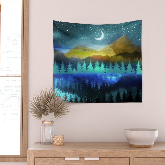 Silent Forest Night Wall Tapestry Gallery Image 2