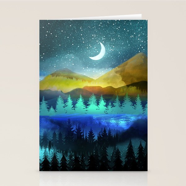 Silent Forest Night Stationery Card Gallery Image 2