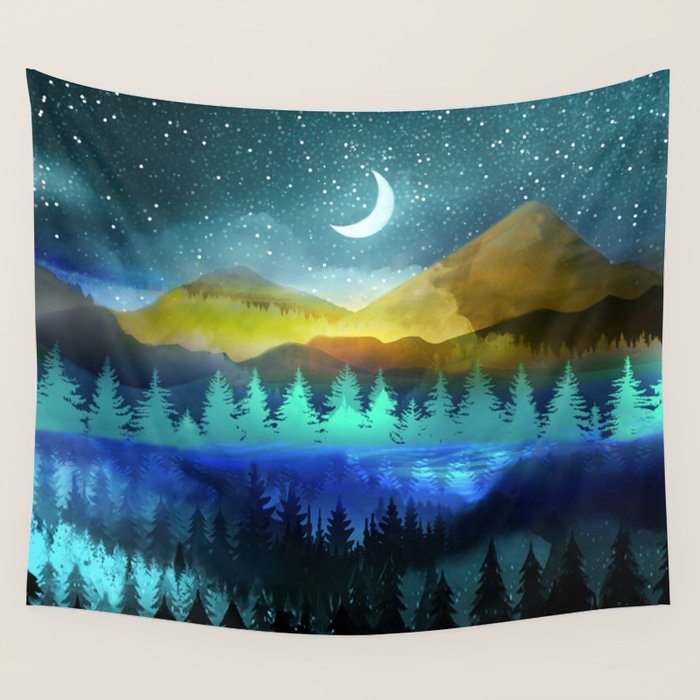 Silent Forest Night Wall Tapestry Gallery Image 4