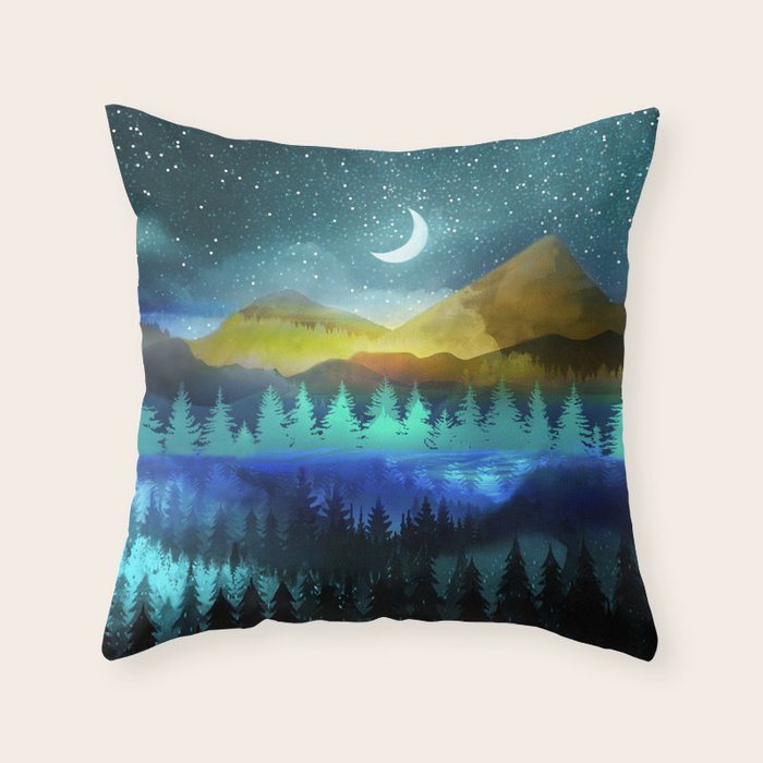 Silent Forest Night Throw Pillow Gallery Image 1