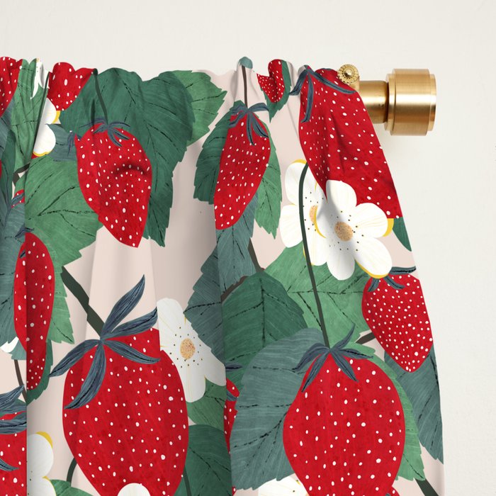 Strawberries and leaves Window Curtain Gallery Image 2