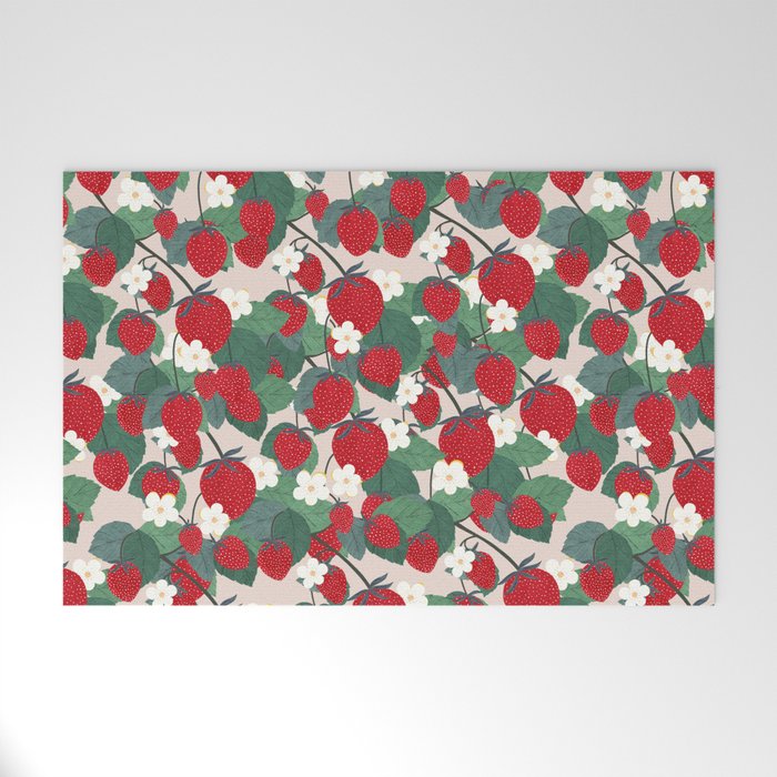 Strawberries and leaves Welcome Mat Gallery Image 1