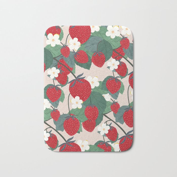 Strawberries and leaves Bath Mat Gallery Image 1