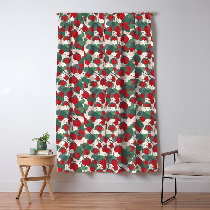 Strawberries and leaves Window Curtain Gallery Image 1