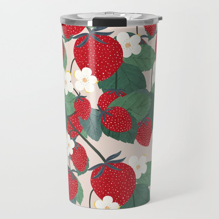 Strawberries and leaves Travel Mug