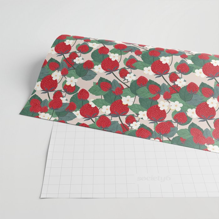 Strawberries and leaves Wrapping Paper Gallery Image 2