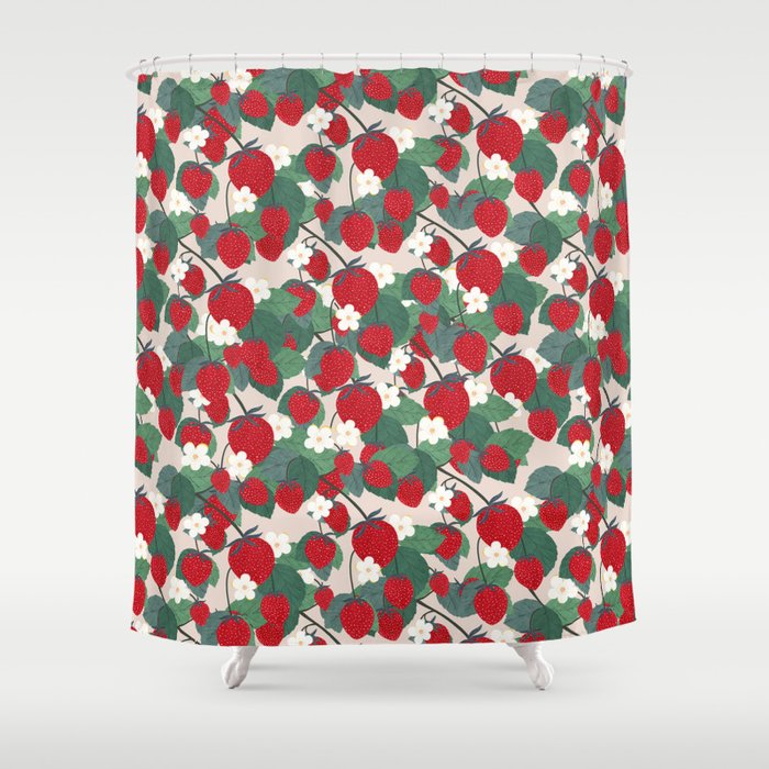 Strawberries and leaves Shower Curtain Gallery Image 1