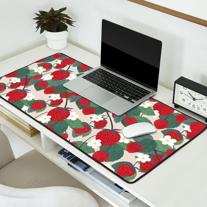 Strawberries and leaves Desk Mat Gallery Image 2